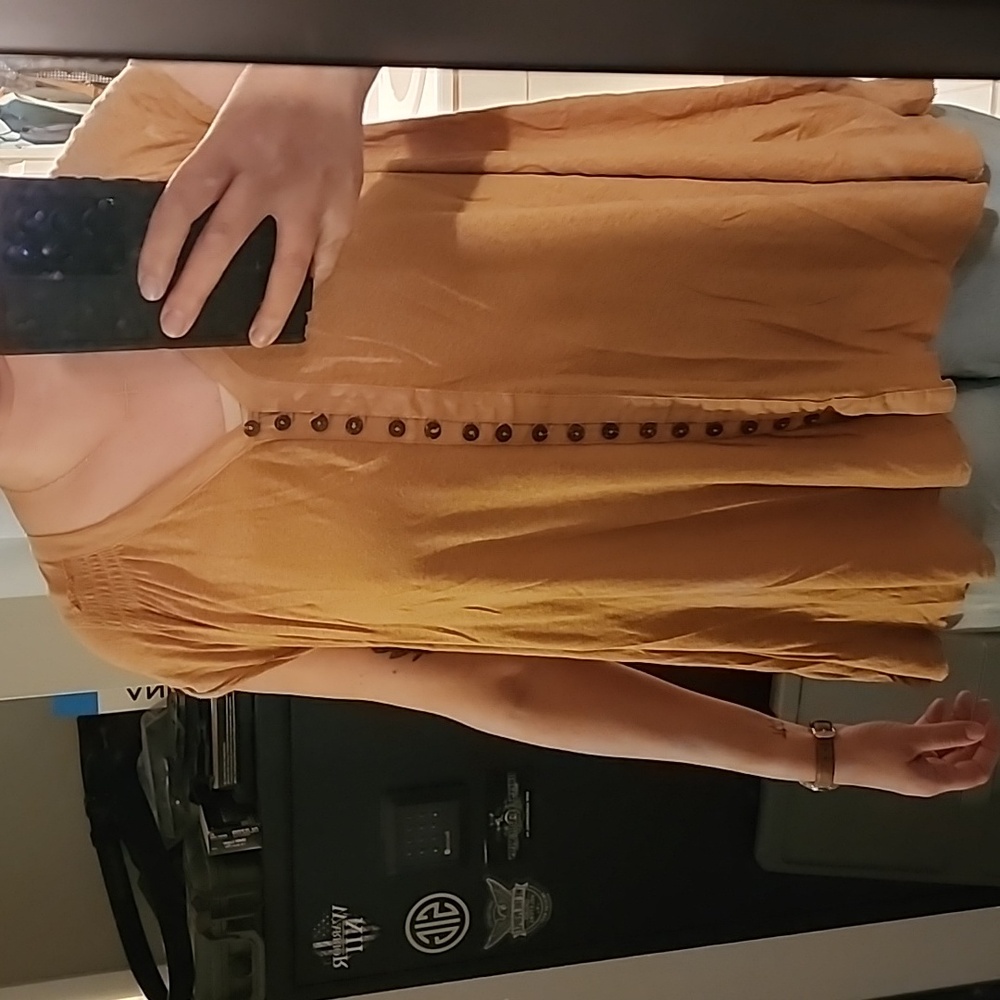 Free People Mustatd Yellow Flowing Top - Picture 7 of 8